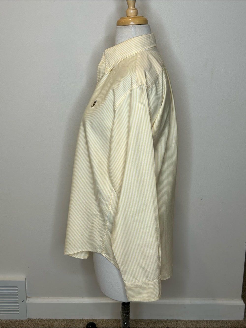 Ralph Lauren Classic Fit Yellow & White Stripe Oxford Button-Down Shirt Size 12 - Picture 5 of 9
